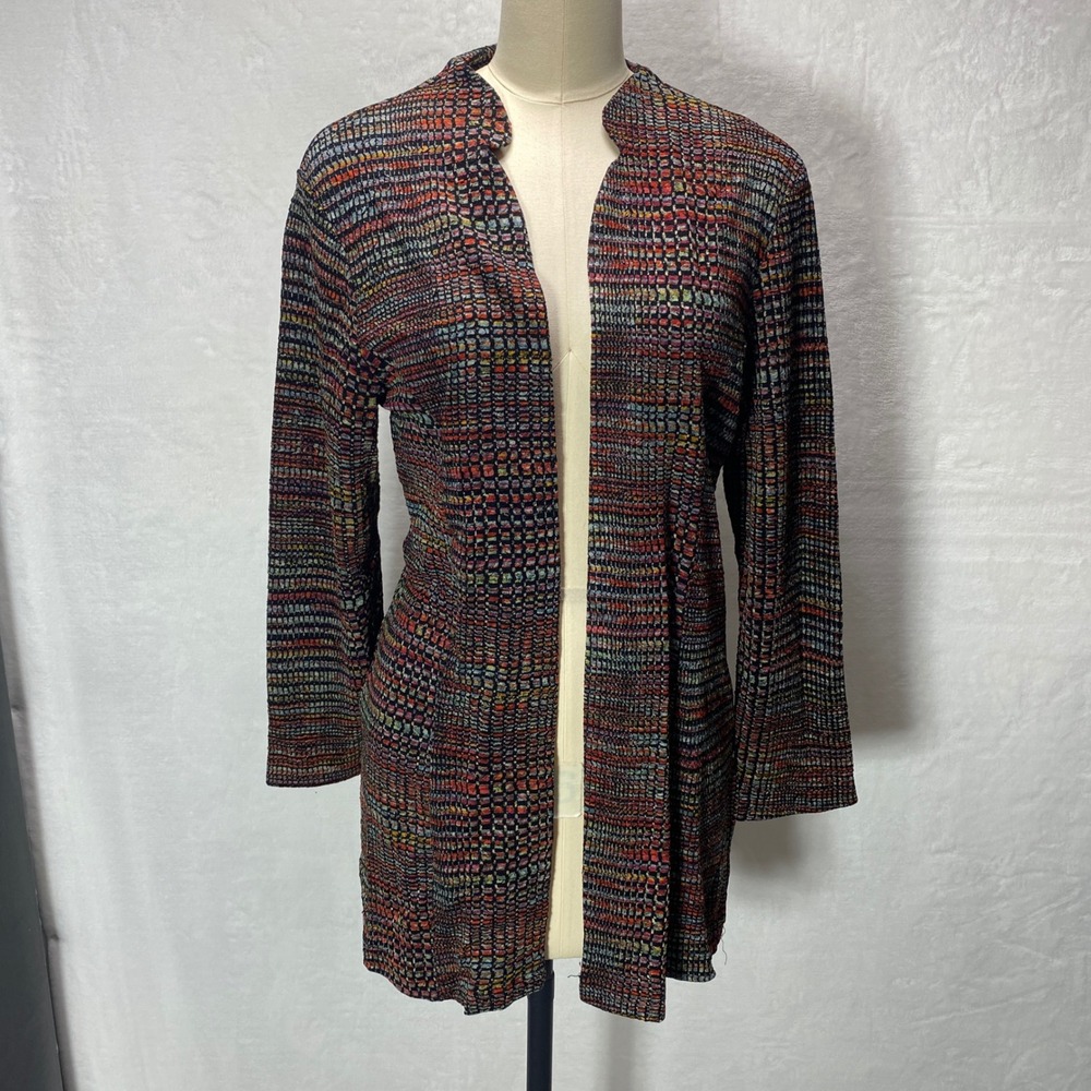 Coldwater Creek Womens 8 Multicolored Cardigan Sweater Knit Abstract Print